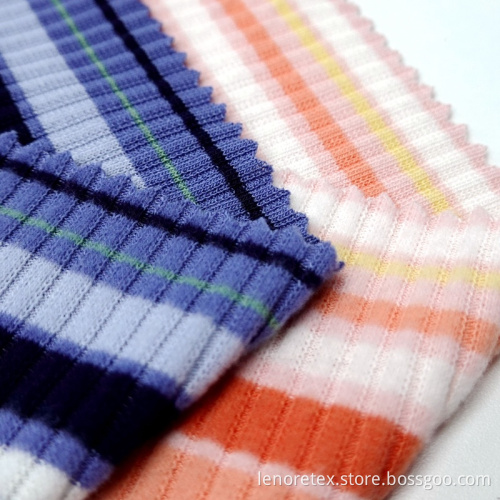 Rayon Yarn Dye Stripe Knit Brush Rib Fabric